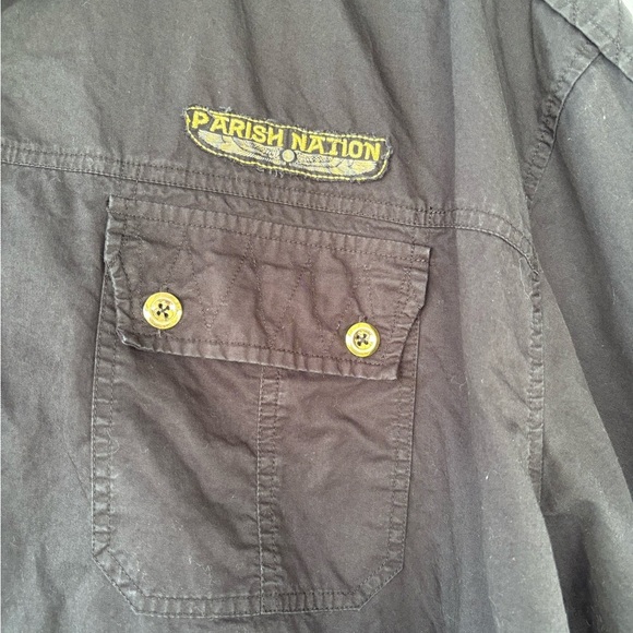 Men's Black Button Down Shirt with Gold Details - Picture 3 of 14